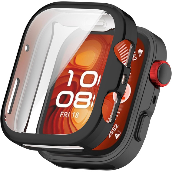 2w1 Etui silikonowe z osłoną ekranu do Huawei Watch Fit 4 – lekka ochrona wyświetlacza i boków - czarne