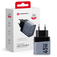 Szybka Ładowarka Sieciowa USB-A / USB-C 3A Forcell 45W PD QC 4.0, szara do Galaxy S23 S24 Ultra