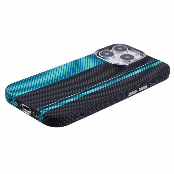 Etui do iPhone 16 Pro Max, Carbon Fiber MagSafe, czarne / niebieskie