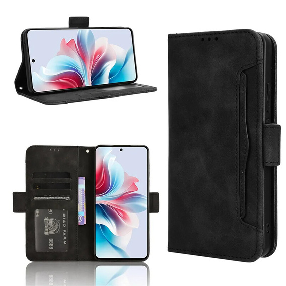 Etui z klapką do Oppo Reno 11F 5G, Card Slot, czarne