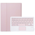 Etui z klawiaturą do Samsung Galaxy Tab S9, Leather Pen Slot TouchPad, różowe rose gold