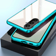 Etui do Samsung Galaxy A17 5G, Magnetic Dual Glass, przezroczyste z niebieskimi bokami
