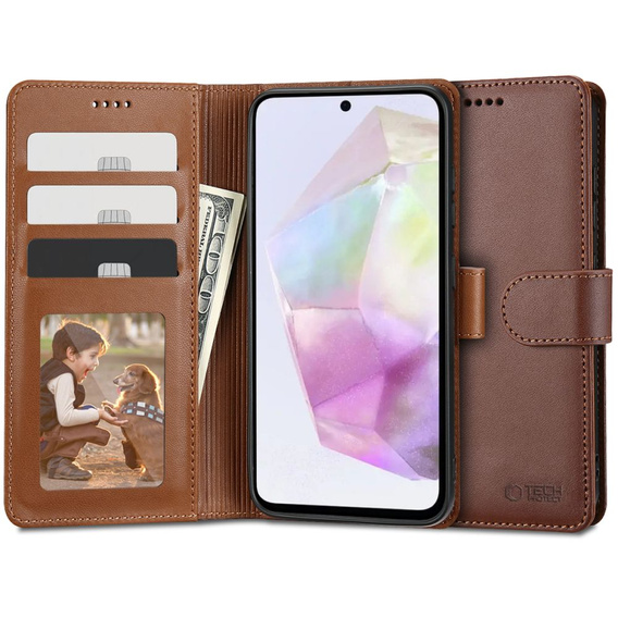 Etui Tech-Protect Wallet do Samsung Galaxy A35 5G, brązowe
