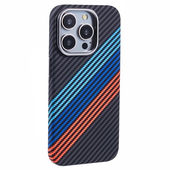 Etui do iPhone 13 Pro Max, Carbon Fiber MagSafe, granatowe