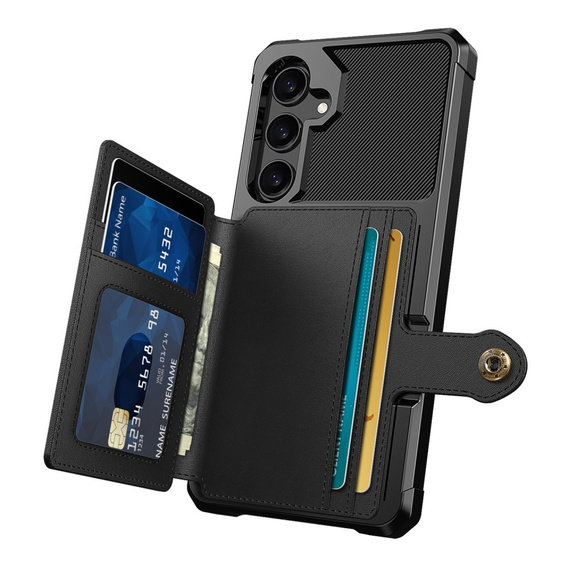 Etui do Samsung Galaxy A55 5G, Card Holder Kickstand, czarne