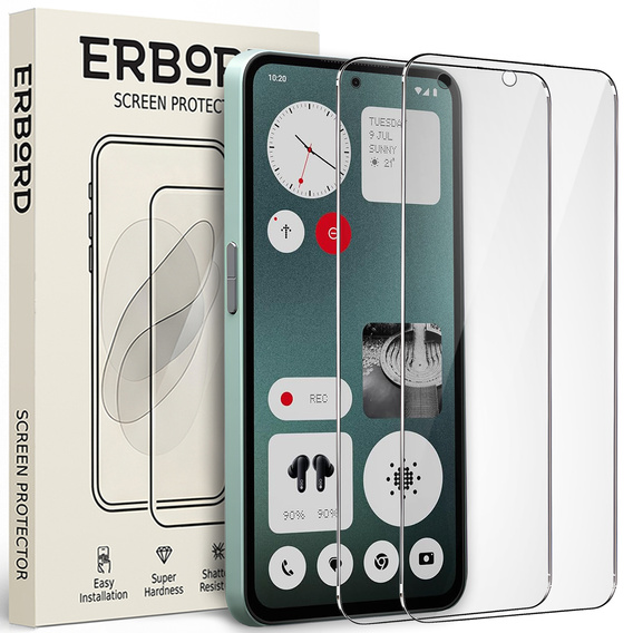 2x Szkło Hartowane ERBORD 9H Hard Glass do CMF Nothing Phone 2 Pro – codzienna ochrona w eleganckim wydaniu