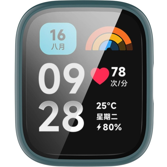 2w1 Etui + Szkło Hartowane do Xiaomi Redmi Watch 3 Active, Zielony