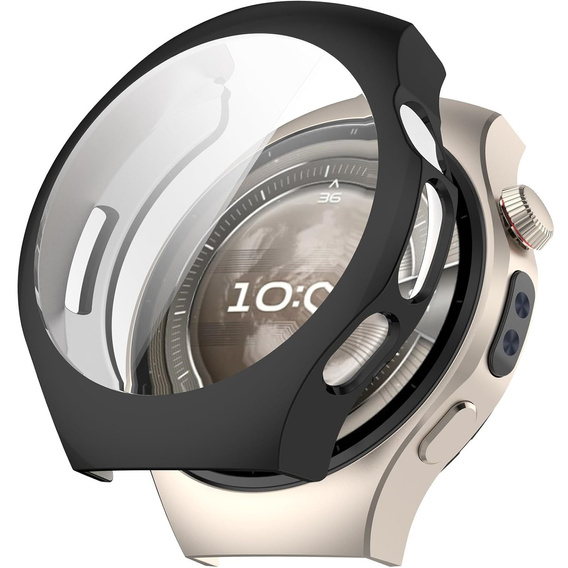 2w1 Etui silikonowe z osłoną ekranu do Huawei Watch 5 42mm – lekka ochrona wyświetlacza i boków - czarne
