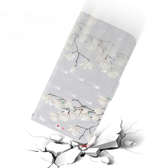 Etui z klapką do Motorola Moto E22 / E22i, Wallet, Magnolia Flowers szare