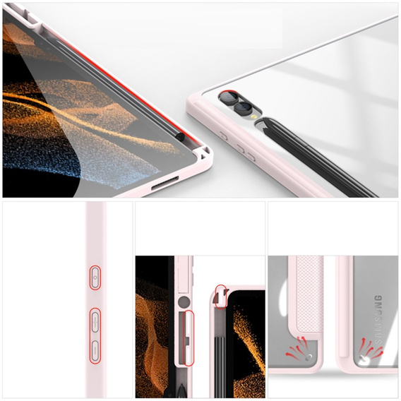 Etui Dux Ducis do Samsung Galaxy Tab S9 Ultra z miejscem na rysik, Jasnoróżowe