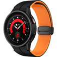 Pasek Silikonowy do Samsung Galaxy Watch 4/5/6 40/42/43/44/45/46/47mm, Czarny / Pomarańczowy