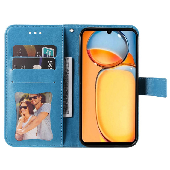 Etui z klapką do Xiaomi Redmi 13C / Poco C65, Mandala, niebieskie