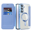 Etui z klapką do Samsung Galaxy A36 5G, RFID Wallet MagSafe z ochroną aparatu, niebieskie