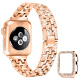 Bransoleta + Etui z Diamentami do Apple Watch 4/5/6/SE 44mm, Różowe rose gold
