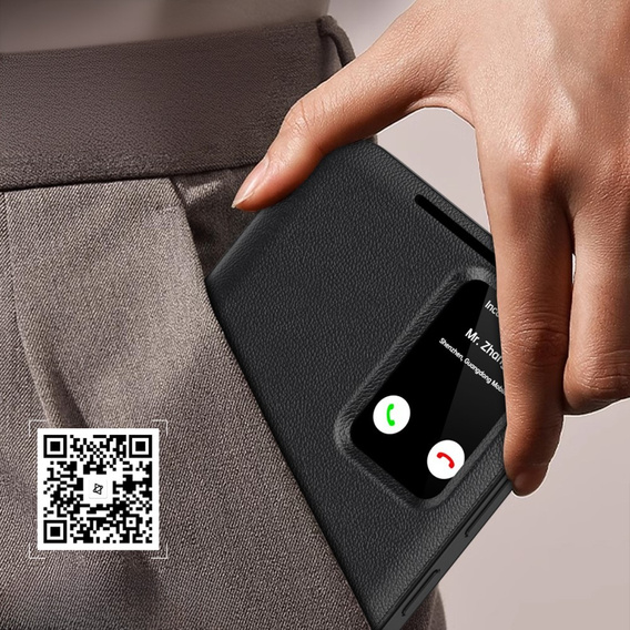 Etui z klapką do Samsung Galaxy A55 5G – czarne, Smart View Wallet z kieszenią na kartę