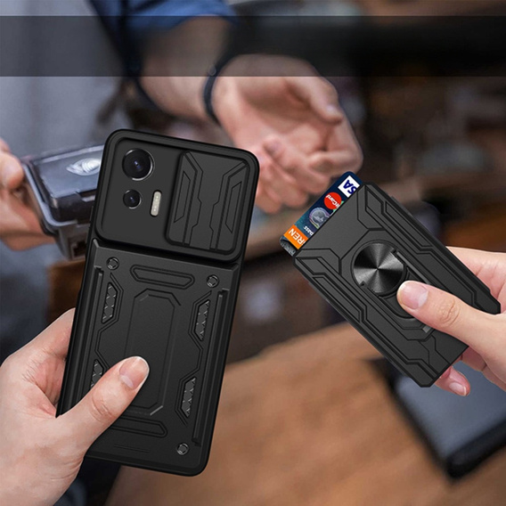 Etui pancerne do Motorola Edge 30 Neo 5G, Camera Slide Card Slot, czarne