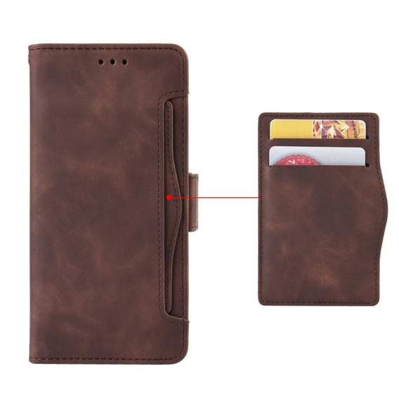 Etui z klapką do Realme GT2 Pro, Card Slot, brązowe