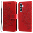Zestaw Etui z klapką do Samsung Galaxy A54 5G, portfel Mandala i kwiaty, czerwone + szkło