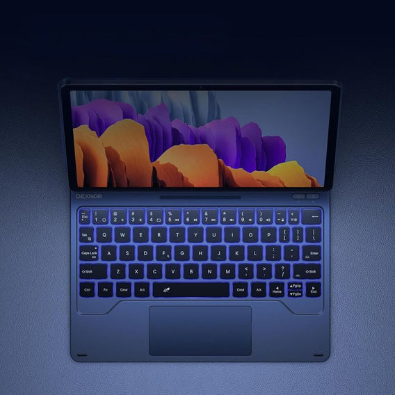 Etui z klawiaturą do Samsung Galaxy Tab S7 / S8, Dexnor Magnetic Keyboard Touchpad, niebieskie
