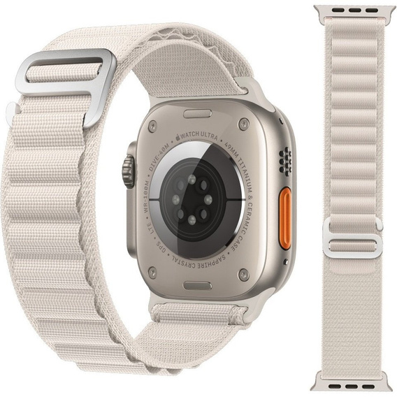 Zestaw Pasek Nylonowy + Etui 2w1 do Apple Watch 7/8/9 45mm, Biały