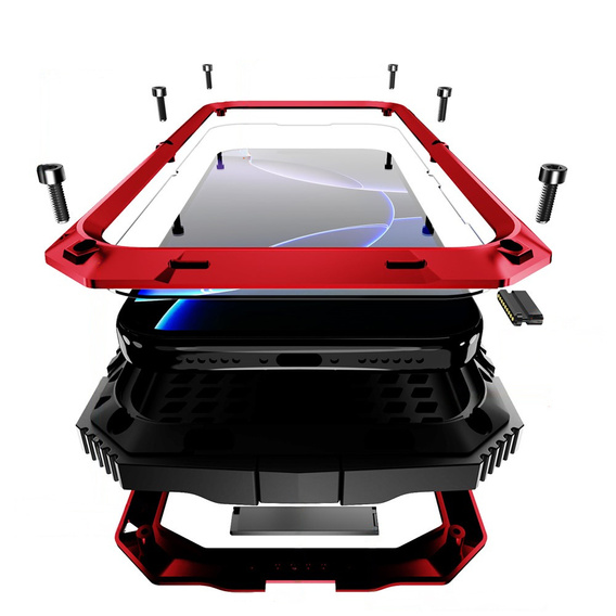 Etui R-JUST z podstawką i wbudowanym szkłem do iPhone 17 Pro Max