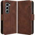 Etui z klapką do Infinix Hot 50 Pro+ 4G, Card Slot, brązowe