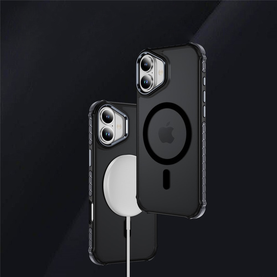 Etui Matt Case do iPhone 17, pancerne, do MagSafe, przydymione z czarnymi bokami
