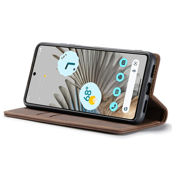 Etui CASEME do Google Pixel 7 Pro, Leather Wallet Case, brązowe