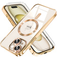 Etui do iPhone 15, Electro MagSafe, złote + Szkło na ekran