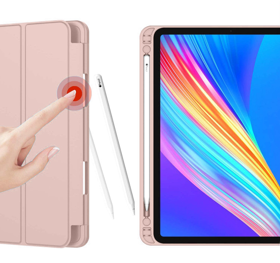 Etui do iPad Pro 12.9" 2022/2021/2020 (6/5/4 gen.), Smart Pencil, z miejscem na rysik, różowe