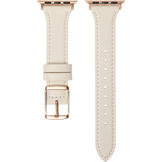 Pasek Skórzany do Apple Watch 1/2/3/4/5/6/7/8/9/10/11/SE 38/40/41/42mm, Beżowy