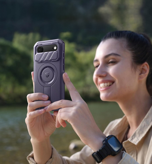 Etui Dexnor pancerne z podstawką i przesłoną aparatu, do MagSafe do iPhone 17 Air