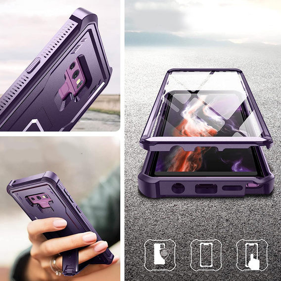 Etui pancerne do Samsung Galaxy Note 9, Dexnor Full Body, fioletowe