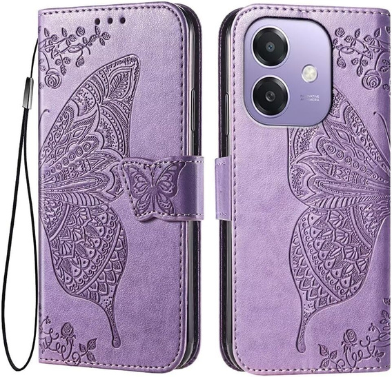 Etui z klapką do Oppo A40 / Oppo A40m, Butterfly, fioletowe