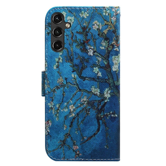 Etui z klapką do Samsung Galaxy A14 4G/5G, Wallet, Sakura niebieskie