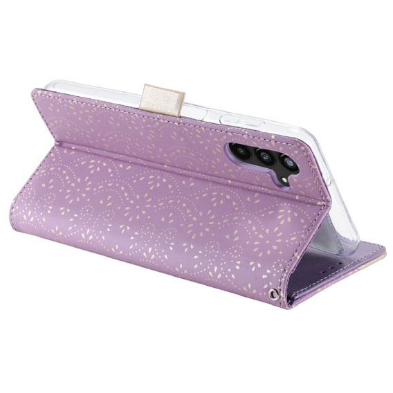 Etui z klapką do Samsung Galaxy A54 5G, Wallet Pocket Zipper Lace, fioletowe