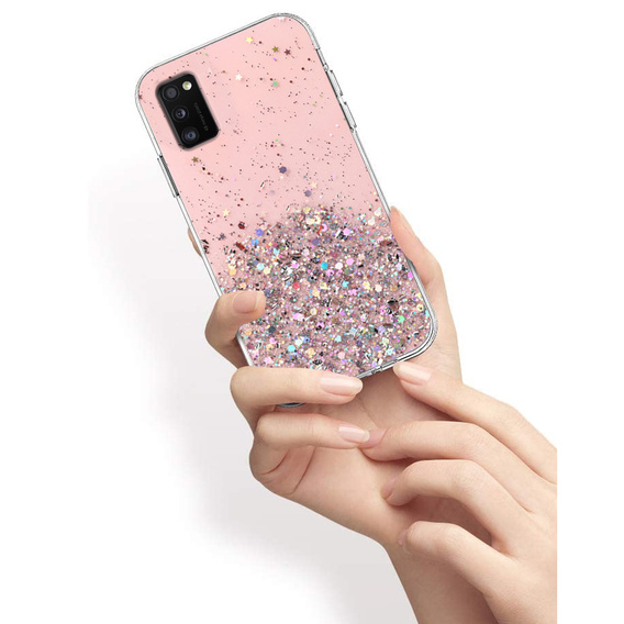Etui do Samsung Galaxy A41, Glittery, różowe