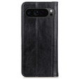 Etui z klapką do Google Pixel 10 Pro XL / 9 Pro XL, z kieszonką, skórzane, czarne
