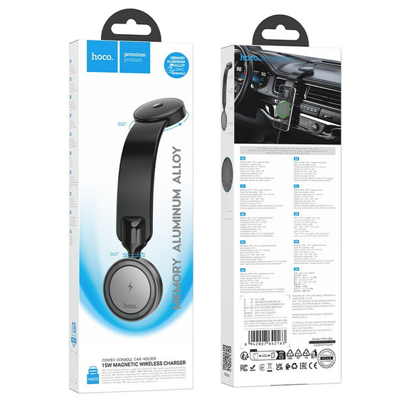 Uchwyt do telefonu z ładowaniem indukcyjnym 15W – HOCO HW29 MagSafe, czarny