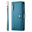 Etui z klapką do Samsung Galaxy A17 5G, Wallet Zipper Pocket, portfelowe, niebieskie