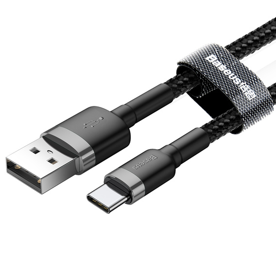 Baseus Cafule 1 m – wytrzymały kabel USB-A do USB-C 3A, szaro-czarny