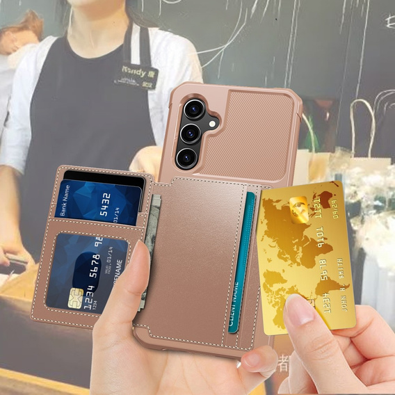 Etui do Samsung Galaxy S23 FE, Card Holder Kickstand, różowe