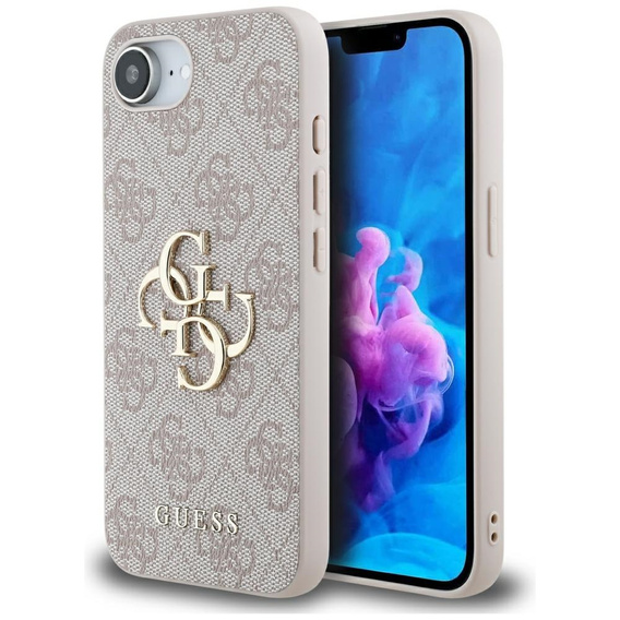 Etui GUESS do iPhone 16E, 4G Big Metal Logo, różowe