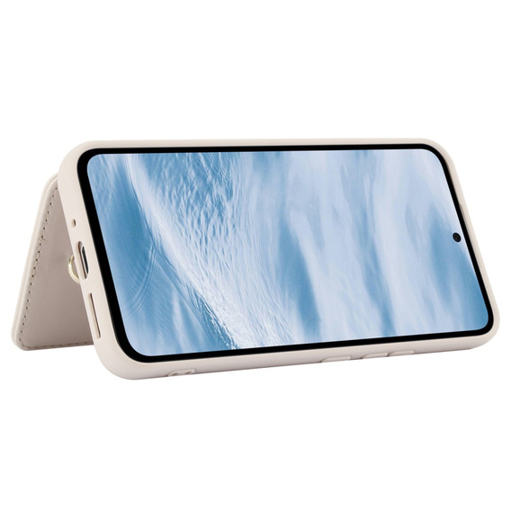 Etui do Samsung Galaxy A55 5G, Leather Flower Card Slot, beżowe