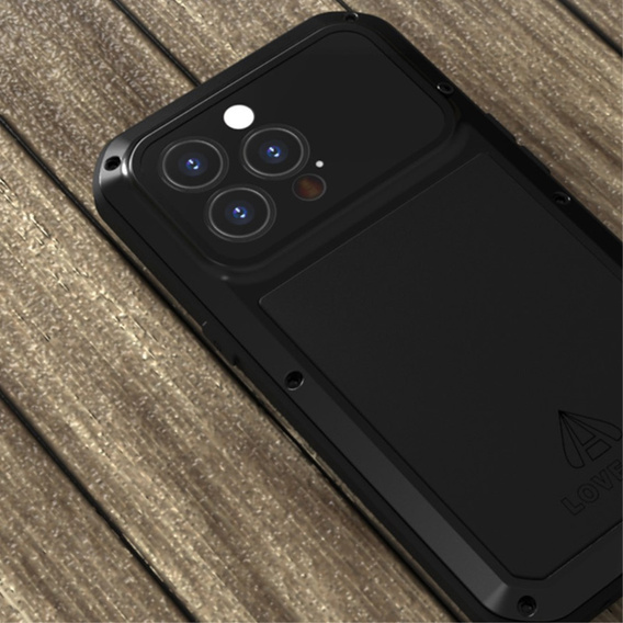 Etui Love Mei do iPhone 13 Pro, pancerne ze szkłem, czarne