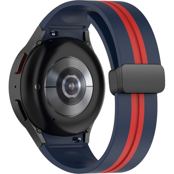 Pasek Silikonowy do Samsung Galaxy Watch 4/5/6 40/42/43/44/45/46/47mm, Granatowy / Czerwony