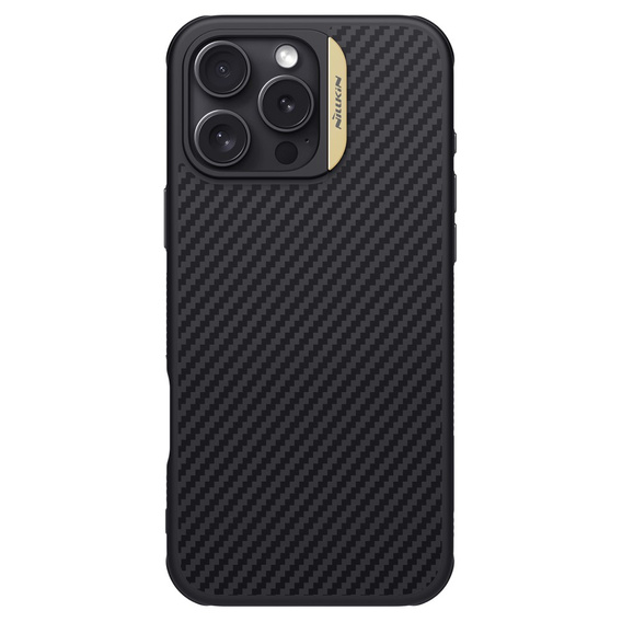 Etui do iPhone 16 Pro Max, pancerne Nillkin, Carbon Fiber, do Magsafe, złote