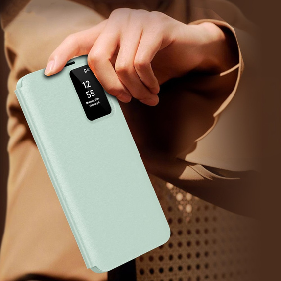 Etui z klapką do Samsung Galaxy S24 FE, Smart View Wallet, zielone