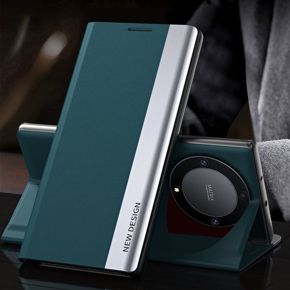 Etui z klapką do Honor Magic 5 Lite, Side Magnetic, zielone