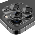 Osłona ze szkłem na obiektyw do iPhone 15 Pro / 15 Pro Max, ERBORD, czarna